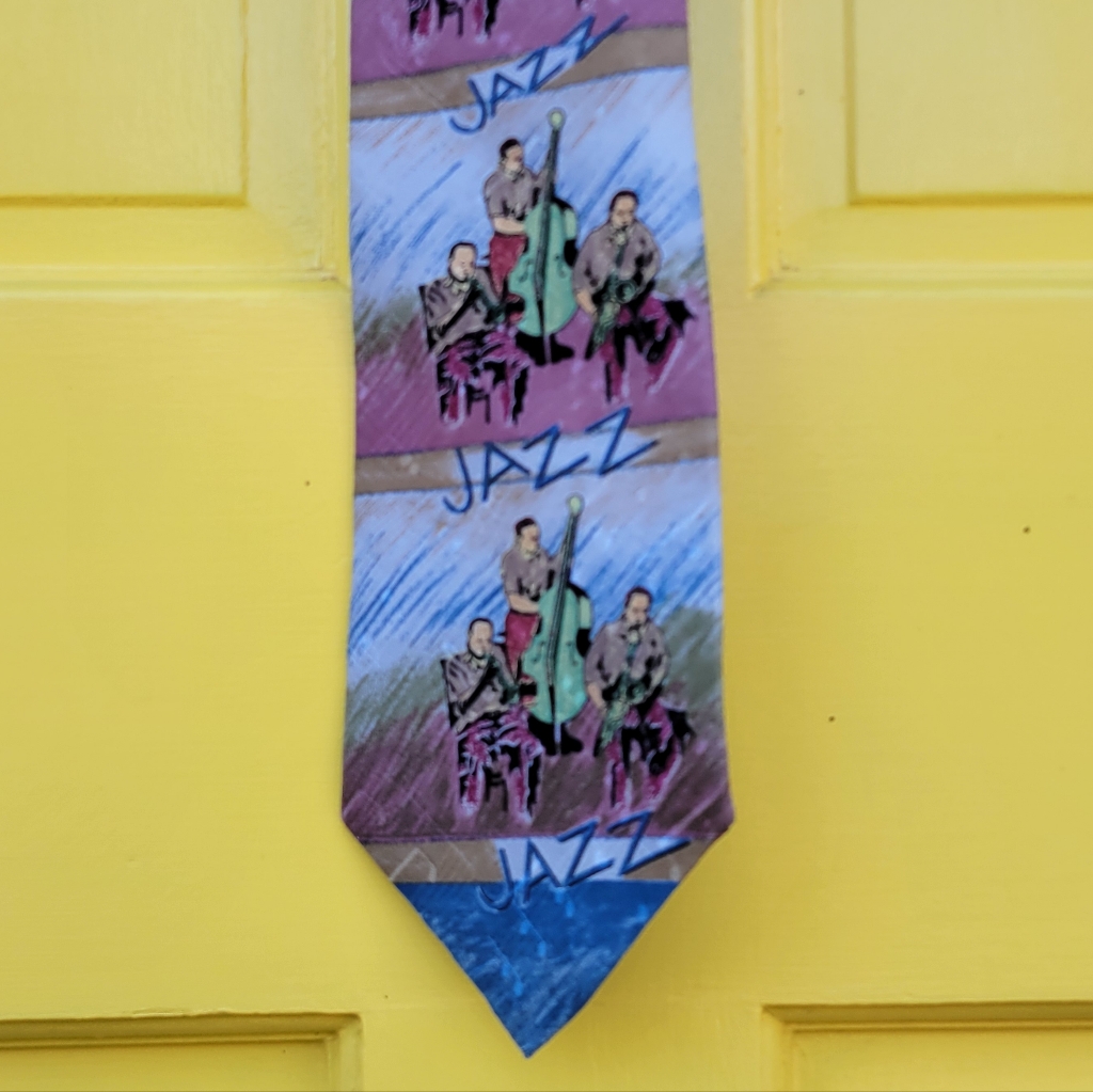 Vintage Rare Jazz Themed 100 Silk Necktie Made In Usa